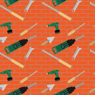 Seamless pattern with hand tools Stockillustratie