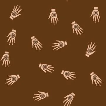 Seamless pattern Hand with traditional body art pattern decoration Stock Illustration