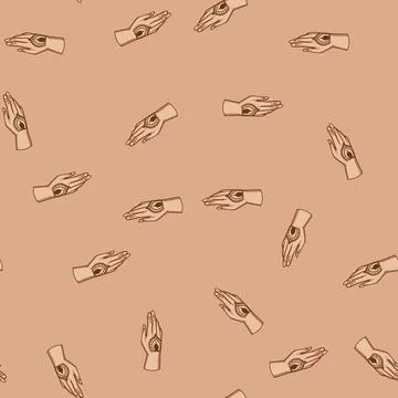 Seamless pattern Hand with traditional mehndi ritual body art design Stock Illustration