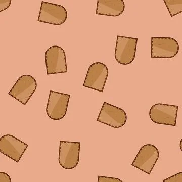 Seamless pattern handcrafted leather patch cartoon vector Stock Illustration
