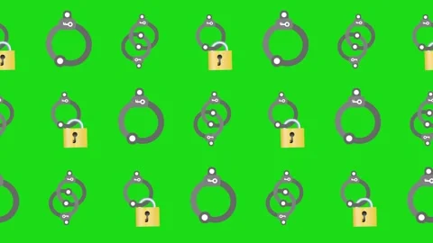 Seamless pattern of handcuffs and padlock icons for security and law symbol Stock Footage 319321363