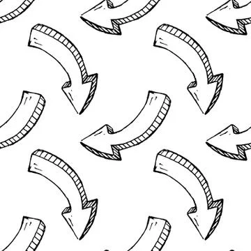 Seamless pattern Handdrawn arrow doodle icon. Hand drawn black sketch. Sign s Stock Illustration