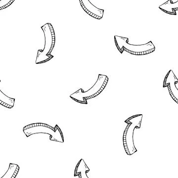 Seamless pattern Handdrawn arrow doodle icon. Hand drawn black sketch. Sign s Stock Illustration