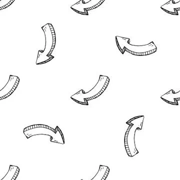 Seamless pattern Handdrawn arrow doodle icon. Hand drawn black sketch. Sign s Stock Illustration