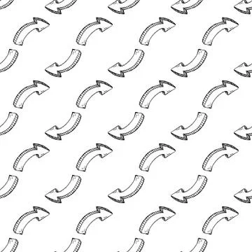 Seamless pattern Handdrawn arrow doodle icon. Hand drawn black sketch. Sign s Stock Illustration