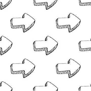 Seamless pattern Handdrawn arrow doodle icon. Hand drawn black sketch. Sign s Stock Illustration
