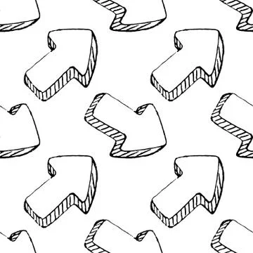 Seamless pattern Handdrawn arrow doodle icon. Hand drawn black sketch. Sign s Stock Illustration