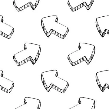 Seamless pattern Handdrawn arrow doodle icon. Hand drawn black sketch. Sign s Stock Illustration