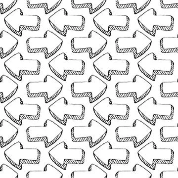 Seamless pattern Handdrawn arrow doodle icon. Hand drawn black sketch. Sign s Stock Illustration