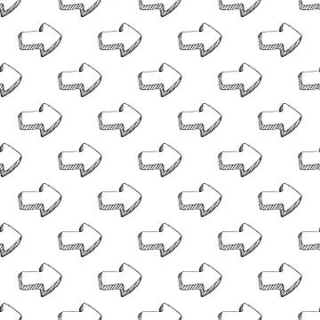 Seamless pattern Handdrawn arrow doodle icon. Hand drawn black sketch. Sign s Stock Illustration