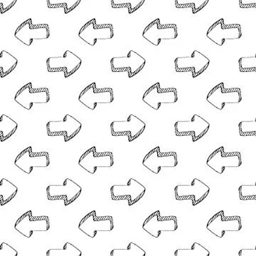Seamless pattern Handdrawn arrow doodle icon. Hand drawn black sketch. Sign s Stock Illustration