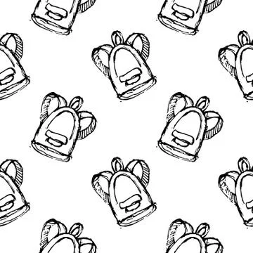 Seamless pattern Handdrawn backpack doodle icon. Hand drawn black sketch. Sig 스톡 일러스트