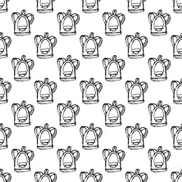 Seamless pattern Handdrawn backpack doodle icon. Hand drawn black sketch. Sig イラスト素材