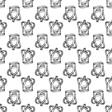 Seamless pattern Handdrawn backpack doodle icon. Hand drawn black sketch. Sig Illustrazione stock