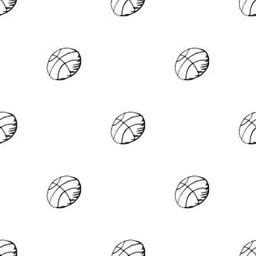 Seamless pattern Handdrawn ball doodle icon. Hand drawn black sketch. Sign sy Stock Illustration