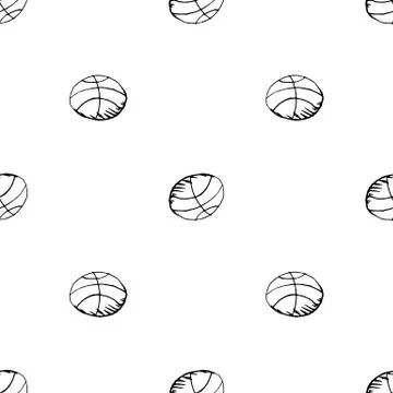 Seamless pattern Handdrawn ball doodle icon. Hand drawn black sketch. Sign sy Stock Illustration
