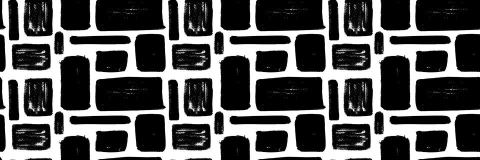 Seamless pattern with handdrawn black irregular rectangle shapes . Text box Stock Illustration