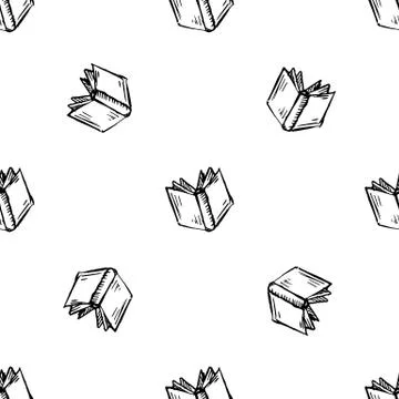 Seamless pattern Handdrawn book doodle icon. Hand drawn black sketch. Sign sy イラスト素材