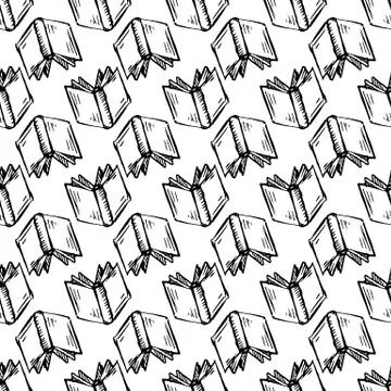 Seamless pattern Handdrawn book doodle icon. Hand drawn black sketch. Sign sy イラスト素材