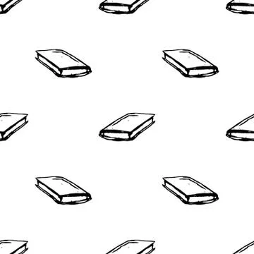 Seamless pattern Handdrawn book doodle icon. Hand drawn black sketch. Sign sy Stock Illustration