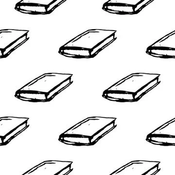 Seamless pattern Handdrawn book doodle icon. Hand drawn black sketch. Sign sy Stock Illustration