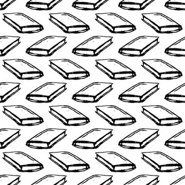 Seamless pattern Handdrawn book doodle icon. Hand drawn black sketch. Sign sy Stock Illustration