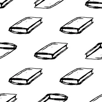 Seamless pattern Handdrawn book doodle icon. Hand drawn black sketch. Sign sy イラスト素材