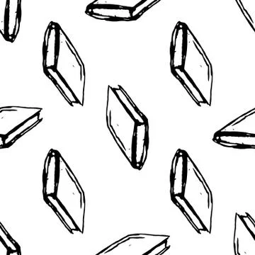 Seamless pattern Handdrawn book doodle icon. Hand drawn black sketch. Sign sy Illustrazione stock