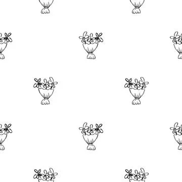Seamless pattern Handdrawn bouquet doodle icon. Hand drawn black sketch. Sign 스톡 일러스트