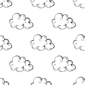 Seamless pattern Handdrawn cloud doodle icon. Hand drawn black sketch. Sign s Stockillustratie