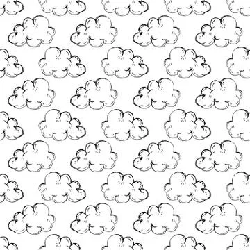 Seamless pattern Handdrawn cloud doodle icon. Hand drawn black sketch. Sign s 스톡 일러스트