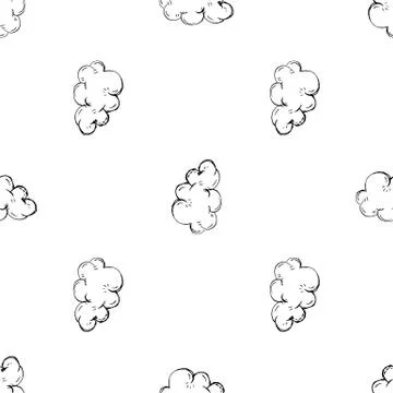Seamless pattern Handdrawn cloud doodle icon. Hand drawn black sketch. Sign s Stock Illustration