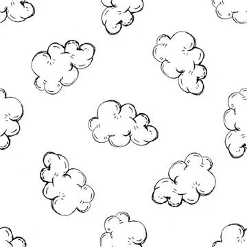Seamless pattern Handdrawn cloud doodle icon. Hand drawn black sketch. Sign s Illustrazione stock