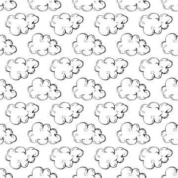 Seamless pattern Handdrawn cloud doodle icon. Hand drawn black sketch. Sign s Stock Illustration