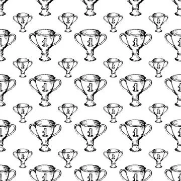 Seamless pattern Handdrawn cup doodle icon. Hand drawn black sketch. Sign sym 库存插图