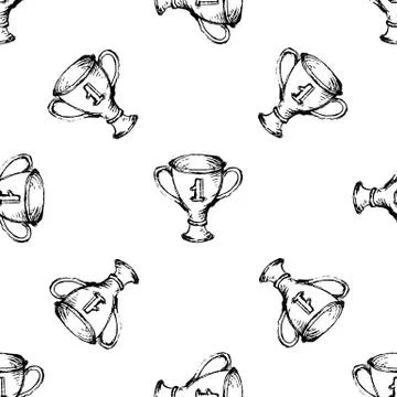 Seamless pattern Handdrawn cup doodle icon. Hand drawn black sketch. Sign sym 스톡 일러스트