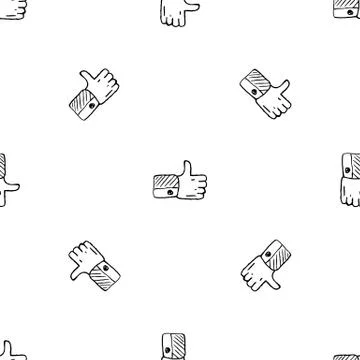 Seamless pattern Handdrawn like doodle icon. Hand drawn black sketch. Sign sy Stock Illustration