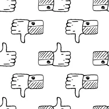 Seamless pattern Handdrawn like doodle icon. Hand drawn black sketch. Sign sy Stock Illustration