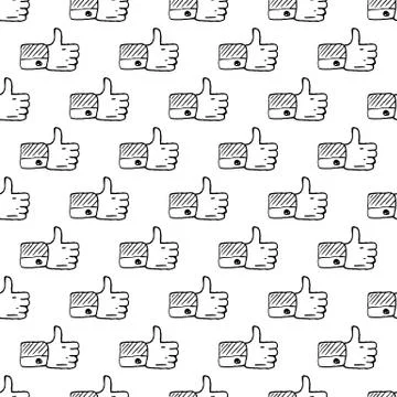 Seamless pattern Handdrawn like doodle icon. Hand drawn black sketch. Sign sy Stock Illustration