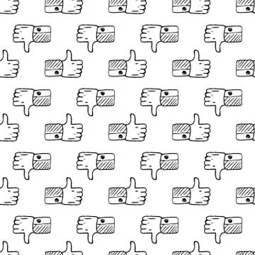 Seamless pattern Handdrawn like doodle icon. Hand drawn black sketch. Sign sy Stock Illustration