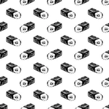 Seamless pattern Handdrawn eraser doodle icon. Hand drawn black sketch. Sign  イラスト素材