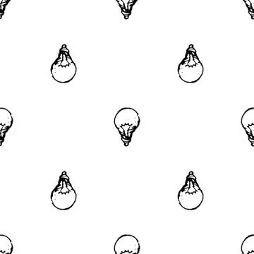 Seamless pattern Handdrawn idea lamp doodle icon. Hand drawn black sketch. Si Stockillustratie