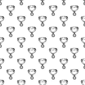 Seamless pattern Handdrawn medal doodle icon. Hand drawn black sketch. Sign s Stock Illustration