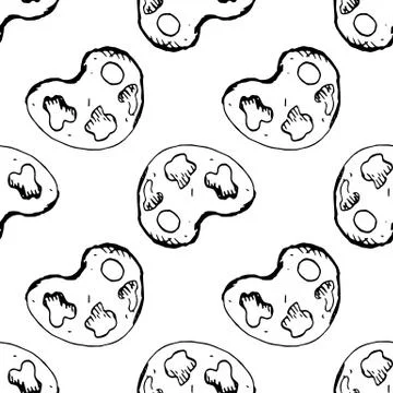 Seamless pattern Handdrawn palette doodle icon. Hand drawn black sketch. Sign イラスト素材
