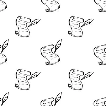 Seamless pattern Handdrawn scroll doodle icon. Hand drawn black sketch. Sign  Illustrazione stock