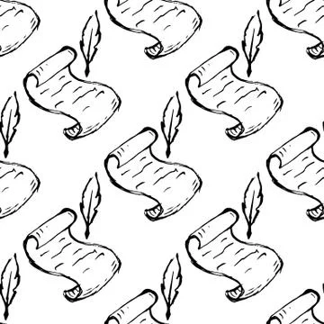 Seamless pattern Handdrawn scroll doodle icon. Hand drawn black sketch. Sign  Stock Illustration
