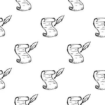 Seamless pattern Handdrawn scroll doodle icon. Hand drawn black sketch. Sign  Illustrazione stock