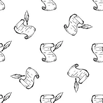 Seamless pattern Handdrawn scroll doodle icon. Hand drawn black sketch. Sign  Stock Illustration