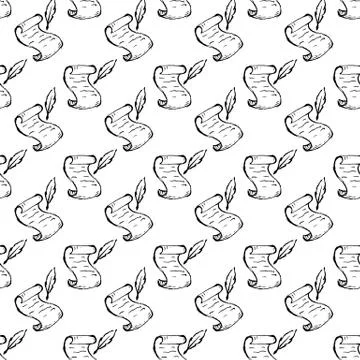 Seamless pattern Handdrawn scroll doodle icon. Hand drawn black sketch. Sign  Stock Illustration