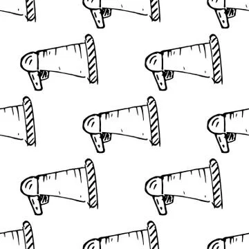 Seamless pattern Handdrawn speaker doodle icon. Hand drawn black sketch. Sign 스톡 일러스트
